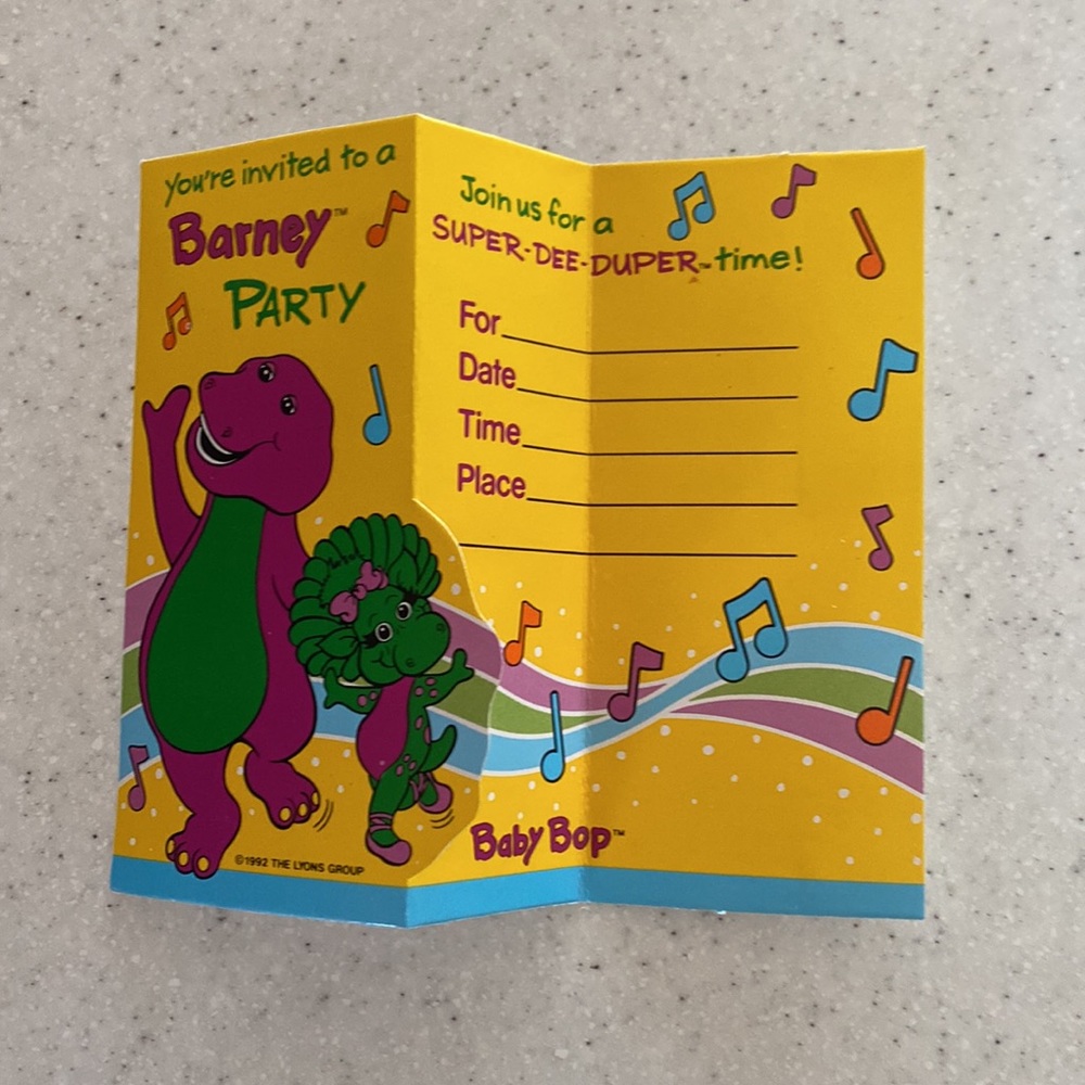 Barney Vintage Party Invitations - Picture 3 of 3